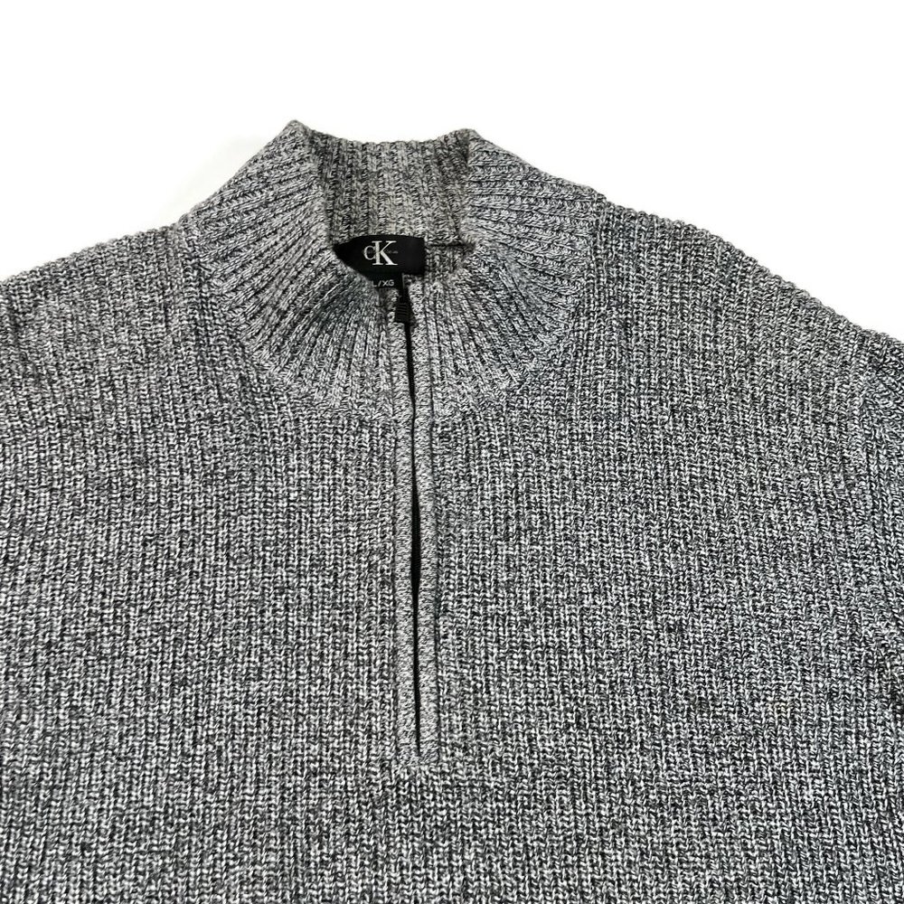 Calvin Klein Sweater Mens XL Gray 1/4 Zip Pullover Mock Neck Cotton - Picture 4 of 5
